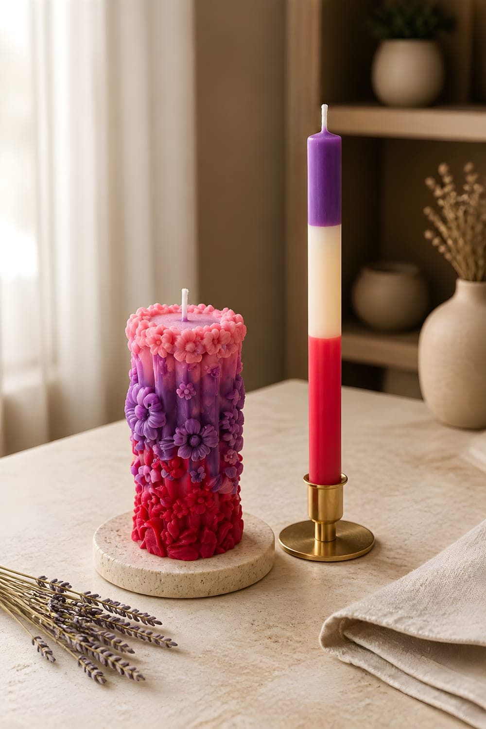 Ombré Bloom Pillar & Taper Set