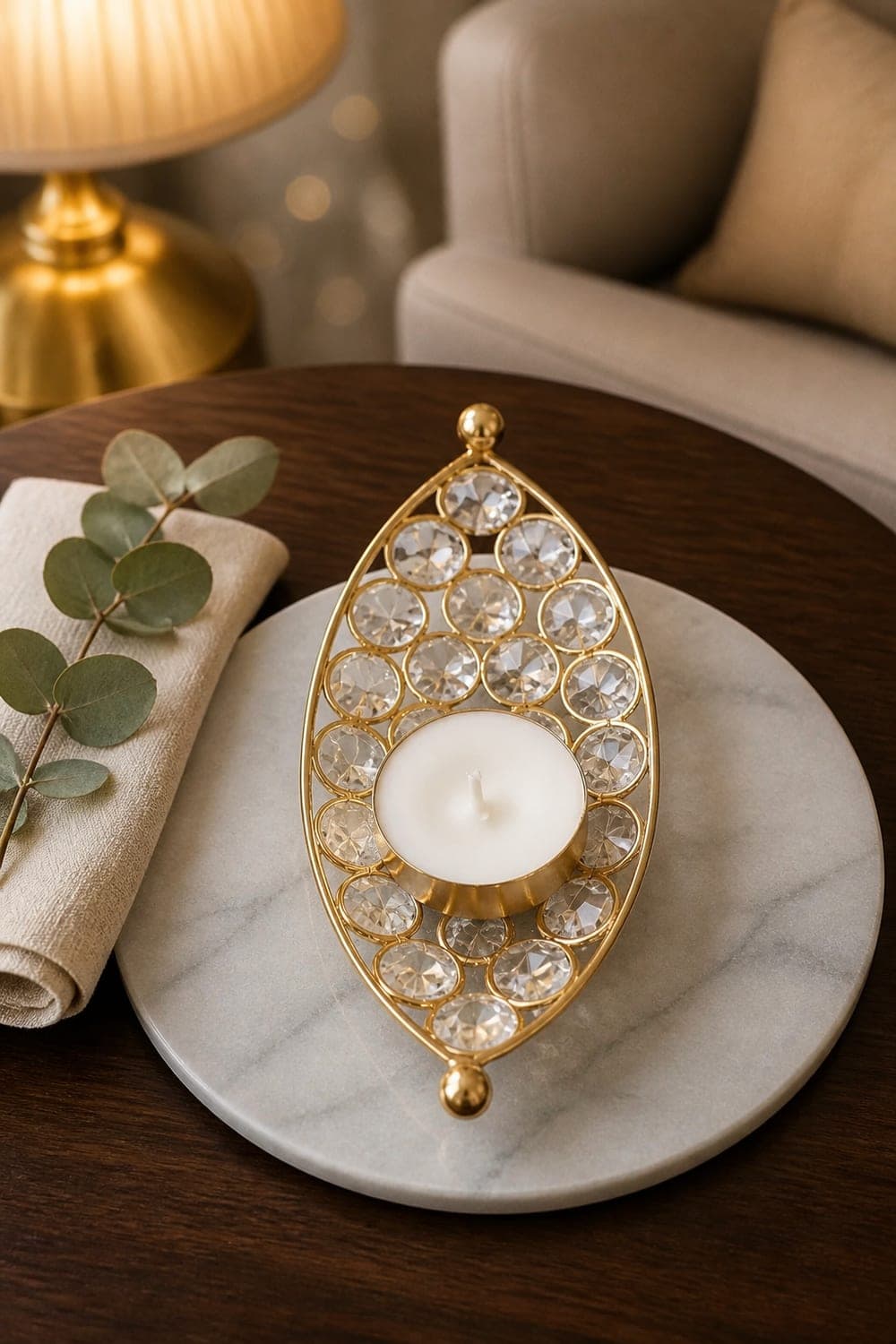 Crystal Diamond Tea Light Holder