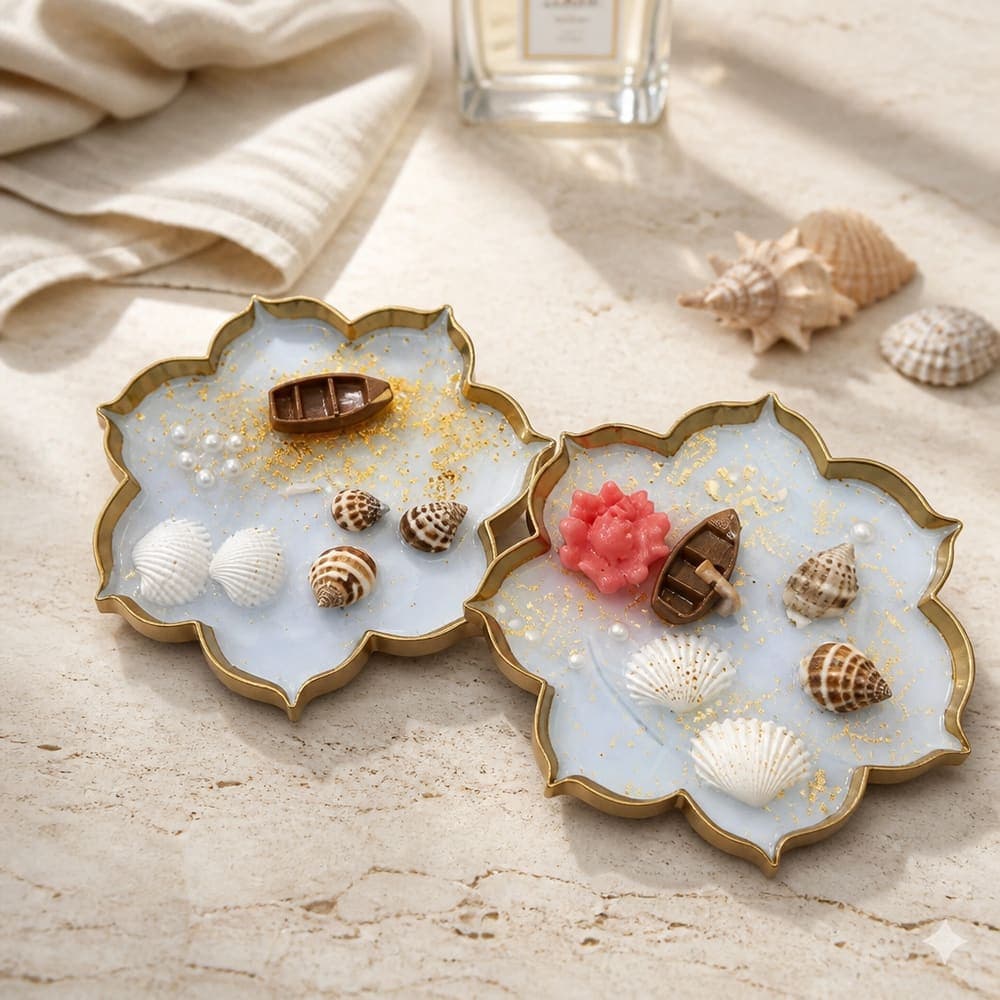 Beachside Resin Coaster Pair